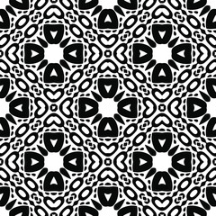 Flower geometric pattern. Seamless vector background. White and black ornament. Ornament for fabric, wallpaper, packaging. Decorative print.