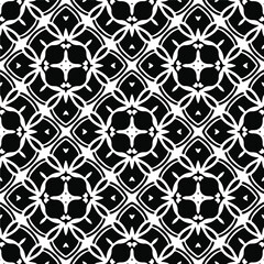 Obraz premium Flower geometric pattern. Seamless vector background. White and black ornament. Ornament for fabric, wallpaper, packaging. Decorative print.