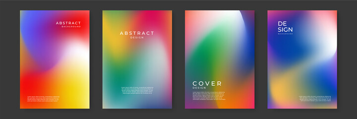 Blurred backgrounds set with modern abstract blurred color gradient patterns. Templates collection for brochures, posters, banners, flyers and cards. Vector illustration.