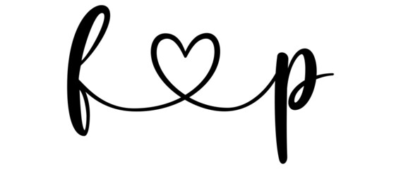 fp, pf, letters with heart Monogram, monogram wedding logo. Love icon, couples Initials, lower case, connecting HEART, home decor,