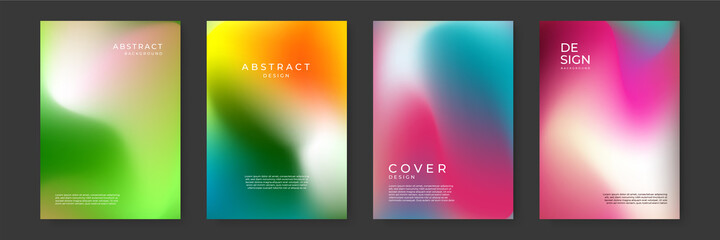 Fototapeta premium Blurred backgrounds set with modern abstract blurred color gradient patterns. Templates collection for brochures, posters, banners, flyers and cards. Vector illustration.