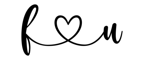 fu, uf, letters with heart Monogram, monogram wedding logo. Love icon, couples Initials, lower case, connecting HEART, home decor,