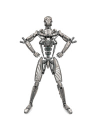 mega drone soldier robot is doing a power man pose