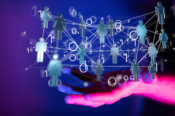 Businessman using data network with his fingers