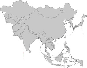 Map of Maldives with national flag on Gray map of Asia