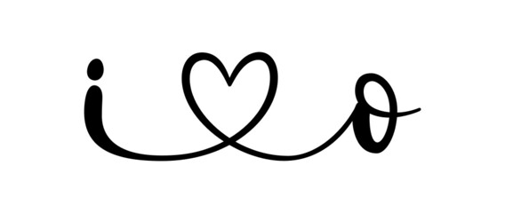 io, oi, letters with heart Monogram, monogram wedding logo. Love icon, couples Initials, lower case, connecting HEART, home decor,