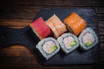 Sushi- delicious asian. Fastfood- restaurant concept