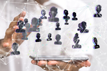 Business people silhouettes network team