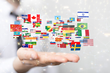 World map with all states and their flags