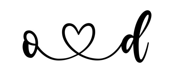 od, do, letters with heart Monogram, monogram wedding logo. Love icon, couples Initials, lower case, connecting HEART, home decor,