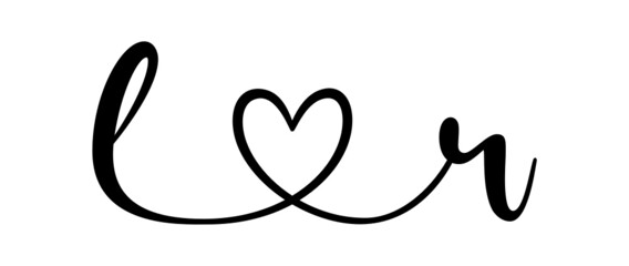 lr, rl, letters with heart Monogram, monogram wedding logo. Love icon, couples Initials, lower case, connecting HEART, home decor,