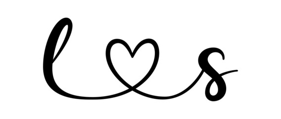 ls, sl, letters with heart Monogram, monogram wedding logo. Love icon, couples Initials, lower case, connecting HEART, home decor,