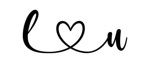 lu, ul, letters with heart Monogram, monogram wedding logo. Love icon, couples Initials, lower case, connecting HEART, home decor,