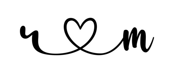 rm, mr, letters with heart Monogram, monogram wedding logo. Love icon, couples Initials, lower case, connecting HEART, home decor,