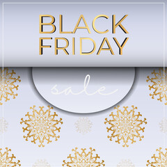 Celebration Baner For Black Friday in beige color with vintage ornament