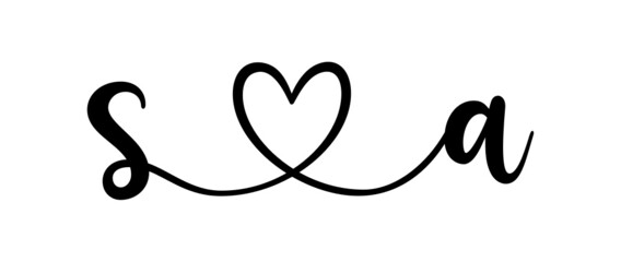 sa, as, letters with heart Monogram, monogram wedding logo. Love icon, couples Initials, lower case, connecting HEART, home decor,