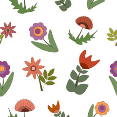 Vector stylish Flower pattern on transparent background. Colorful pattern with separate flowers.