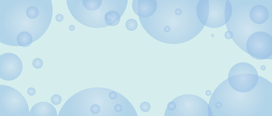 Blue sea background with bubbles in the form of circles with place for text. Flat cartoon vector for creating cover or web screensaver.