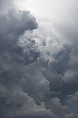 Heavy dark storm clouds before rain. Dramatic clouds become dark gray before raining.