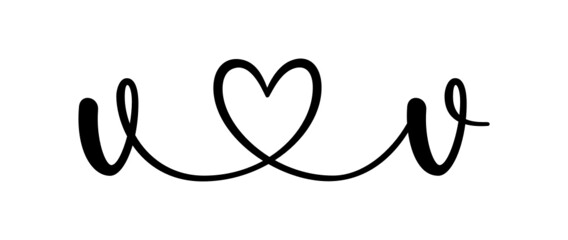 vv, vv, letters with heart Monogram, monogram wedding logo. Love icon, couples Initials, lower case, connecting HEART, home decor,