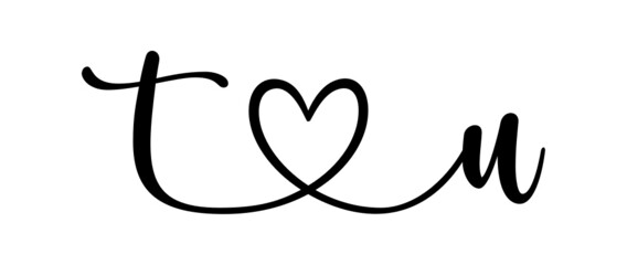 tu, ut, letters with heart Monogram, monogram wedding logo. Love icon, couples Initials, lower case, connecting HEART, home decor,