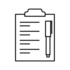 Clipboard icon. Flat pictogram for web. Line stroke. Simple pad symbol isolated on white background. Outline vector eps10
