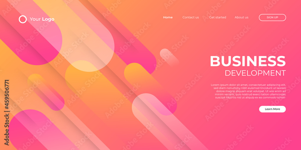 Wall mural abstract orange pink background for business landing page with modern shape and simple technology co