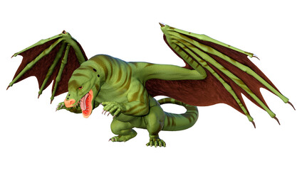 Fototapeta premium 3D Rendering Fairy Tale Dragon on White