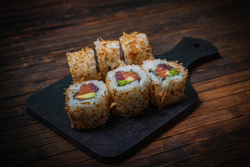Sushi- delicious asian. Fastfood- restaurant concept