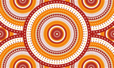 Wall murals Orange Repeat ethnic Easter circle pattern, seamless pattern