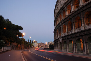 street next to colosseum rome evening