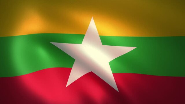 Flag of Myanmar Waving in the Wind (LOOP)