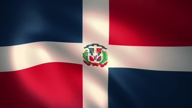 Flag of the Dominica Republic Waving in the Wind (LOOP)