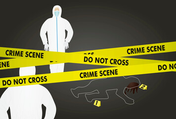 Forensic investigators on crime scene. vector