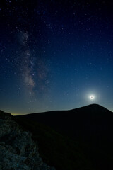 Milky Way Emerges Over Shenandoah National Park as the Waxing Moon  Descends Towards Hawksbill