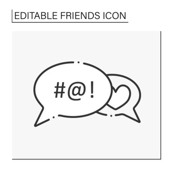 Toxic Friendship Line Icon. Dialogue. Exchange Messaging With Bad Words And Love Words. Friends Line Icon. Isolated Vector Illustration.Editable Stroke