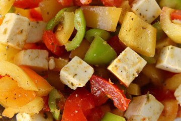 Background of chopped fresh vegetables, Greek salad