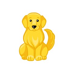 Vector golden retriever in cartoon style vector isolated on white. Dog breed colorful character.