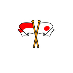 Indonesian and Japan crossed flags vector design