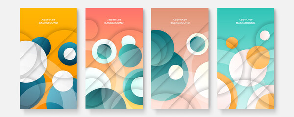 Modern abstract social media template covers set, minimal covers design. Colorful geometric background, vector illustration.