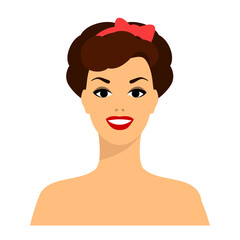 Stylized illustration of retro girl. Image for design or decoration.
