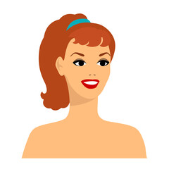 Stylized illustration of retro girl. Image for design or decoration.