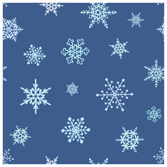 Fototapeta na wymiar Snowflakes seamless pattern of many snowflakes on the blue background vector