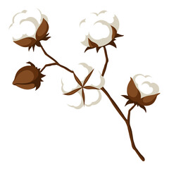 Stylized illustration of cotton branch. Image for design or decoration.