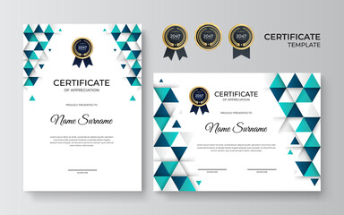 Blue and green certificate design in professional style. Elegant, clean and simple certificate template - obrazy, fototapety, plakaty