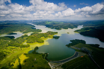 Rio Grande reservoir in Antioquia, water dam for electric power production