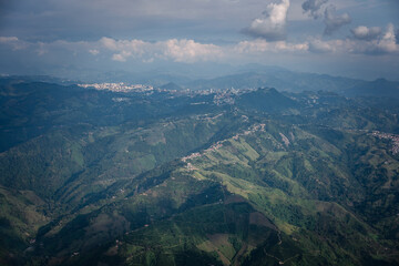 Fototapeta premium aerial view of the city of Manizales Caldas Coffee crops and products of the region