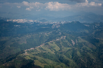 Fototapeta na wymiar aerial view of the city of Manizales Caldas Coffee crops and products of the region