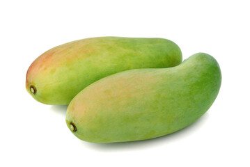 Fresh green mango fruit isolated on white background