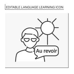 Education line icon. Language for travel. French foreign language. Skills and knowledge. Language learning concept. Isolated vector illustration. Editable stroke